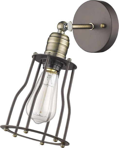 1 6" Industrial-Style Light Rubbed Bronze Wall Sconce Wide