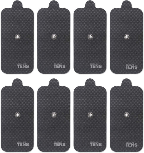 Discount TENS Electrodes, Compex Easy Snap Compatible TENS, 8 Premium Replacement Pads (2 inch x 4 inch)