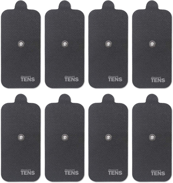 Discount TENS Electrodes, Compex Easy Snap Compatible TENS, 8 Premium Replacement Pads (2 inch x 4 inch)