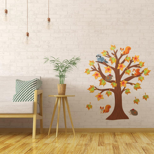 Spakon 168 Pcs Tree Classroom Bulletin Board Decor, Seasonal Tree Cutout Border Set for Back to School