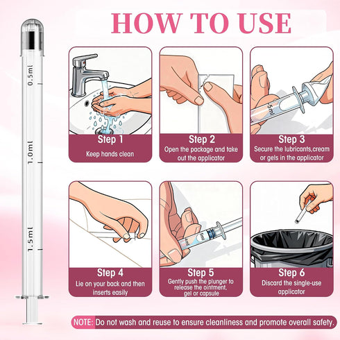 1.5ml 60 Pack Disposable Vaginal Applicator Injector Vaginal Cream Applicators with Dosage Measurements, Fit Most