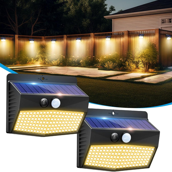 Solar Motion Sensor Outdoor Lights, 138 LED/2 Packs, Waterproof Security Lights for Garden Fence