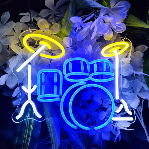 Dimmable 35*28.9cm Drum Neon Light Sign, LED Neon Lights for Wall Decor, Neon Music Sign Light up Sign for Bar, Studio