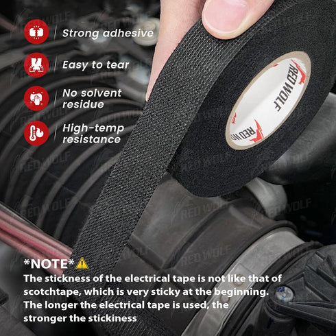 1 Inch 50 2 RED WOLF Wire Harness Cloth Tape x FT Electric Wiring Loom Harness Flexibility High Abrasion Resistance