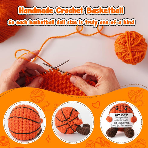 YUEYUQIU Teammates Employee Appreciation Gifts for Team, Handmade Crochet Basketball Decor, MVP Presents for Coworkers
