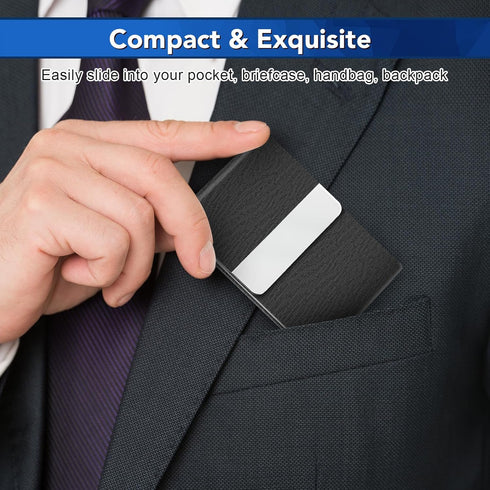 Business Card Holder with Ultra Slim Design, Premium PU Leather Case for Women/Men, Magnetic Closure
