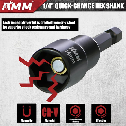 AMM 47PCS Set, Set 1/4" Magnetic Nut Driver & Screwdriver Bit Includes Nut Driver for Impact Drill, Screwdriver Bit