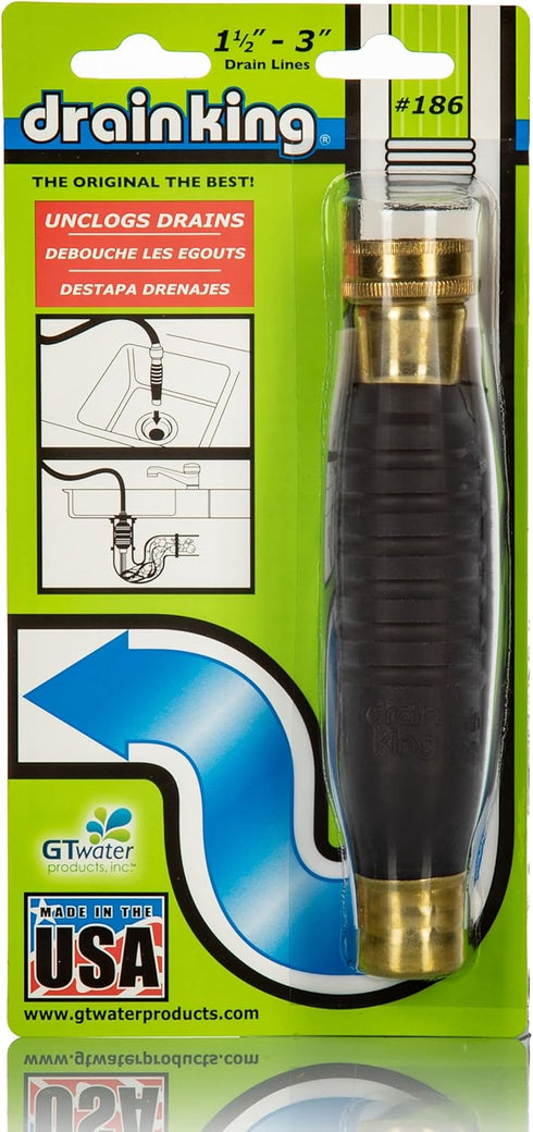 Drain King 186 Unclogs Bathroom Sinks, Showers, and Swimming Pool Drains, 1.5 to 3 Inch by Drain King