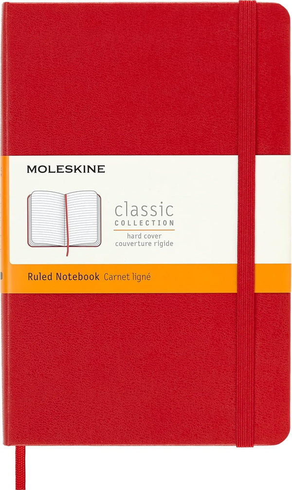 Moleskine Classic Notebook, Hard Cover, Medium (4.5" x 7"), Ruled/Lined, Scarlet Red