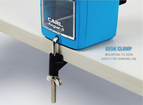 Carl Angel-5 Manual Pencil Sharpener with Metal Table Mount, Quiet for Classroom, Home & Office, Black