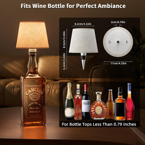 Dimmable Wireless Wine Bottle Lamp Shade: Liquor Bottle Stopper Light With Remote Control Cordless Portable