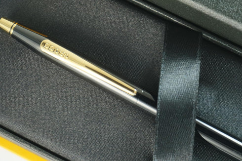 Cross Limited Collection Classic Century Pearlescent Black PVD Barrel and Gold Appointments Ballpoint Pen
