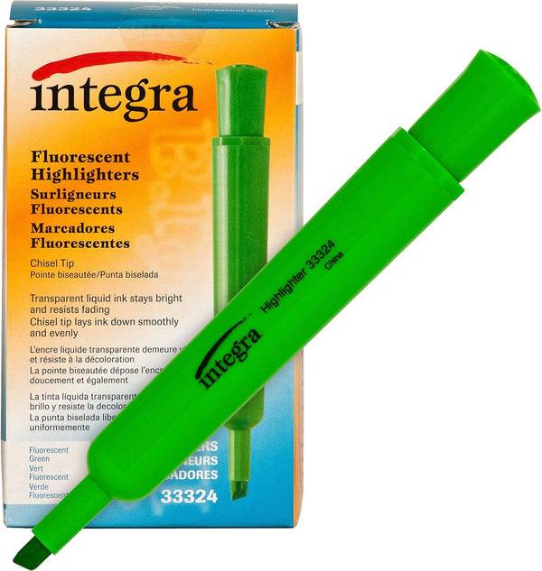 Integra Desk Highlighter - Chisel Tip - Fluorescent Green (ITA33324)