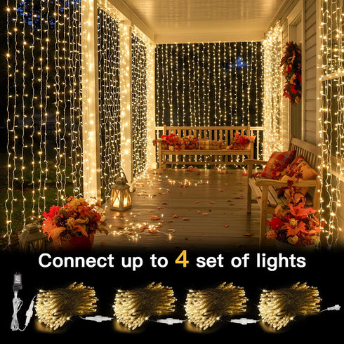 300 9.8x9.8ft suddus Curtain Lights for Bedroom, Led Curtain Lights for Backdrop, Curtain String Lights for Christmas
