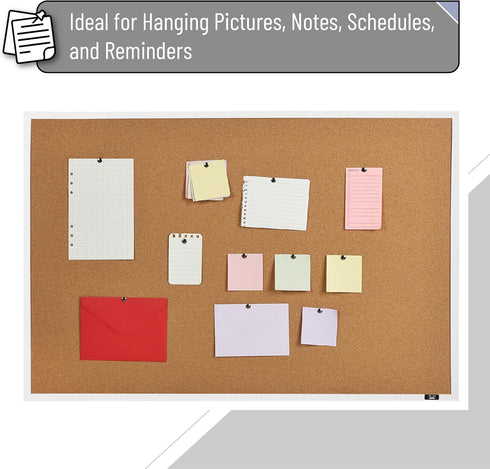 Mr. Pen Cork Board, 24”x36” - White Frame Bulletin Board for Office, Wall, Push Pin Board