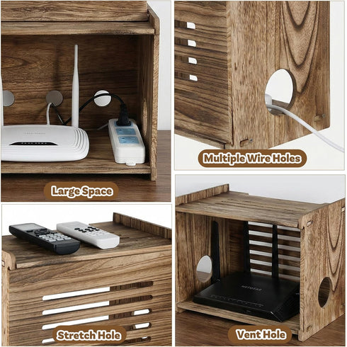 HANLANXUE Wood Router Shelf Projector Shelf Projector Stand Router Storage Box Modem Cable Routers Cover Organized