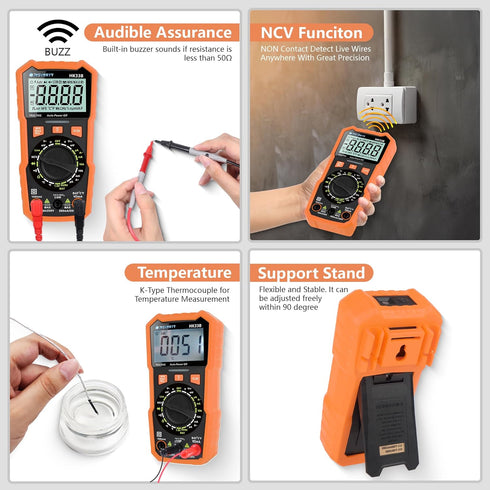 Multimeter Tester 2000 Counts Digital Multimeter with DC AC Voltmeter, Ohm Volt Amp Meter, and NCV
