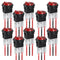 DMTVAL 10Pcs 12V Red LED Round Rocker Switch Kit, 2 Pin 2 Position