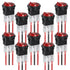 DMTVAL 10Pcs 12V Red LED Round Rocker Switch Kit, 2 Pin 2 Position