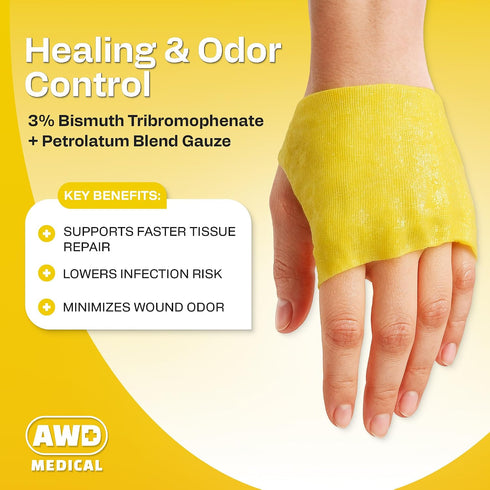 25) (2"x2") AWD Medical Xeroform Petrolatum Dressing - Non-Adhering Gauze Pad - Fine Mesh Gauze Patch Sterile