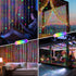 10 10Ft 300LED 8 Dimmable Solar Curtain Lights Outdoor x Waterproof Waterfall Light with Modes Remote USB Rechargeable