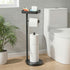 theaoo Toilet Paper Holder Stand with Shelf, Flushable Wipes Dispenser, Free Standing Toilet Tissue Roll Storage Rack