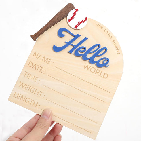 TERJIO Baseball Hello World Bulletin Board - Newborn Birth Record Card Photo Props,Hospital Nursery