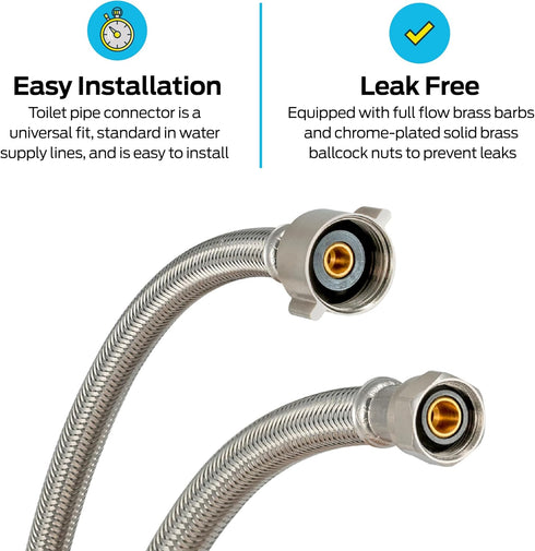 Eastman 20 Inch Flexible Toilet Connector, 7/8 Inch Ballcock x 3/8 Inch Compression