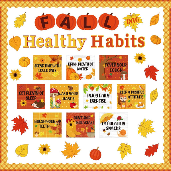 Fall Healthy Habits Bulletin Board Decorations Set - Autumn Classroom Decor for Thanksgiving