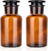 2 Packs 250ml Glass Reagent Bottle, Lab Wide Mouth Bottle with Glass Ground Stopper (Amber)