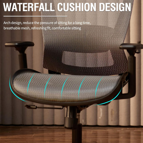 ELAMAX Office Chair 1096 Cushion in Grey with Black Frame and Grey Mesh