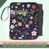 Floral Print Cute Book Sleeve, Waterproof PU Leather Travel Book Carrying Case, Book Protector Cover Bag with Zipper,