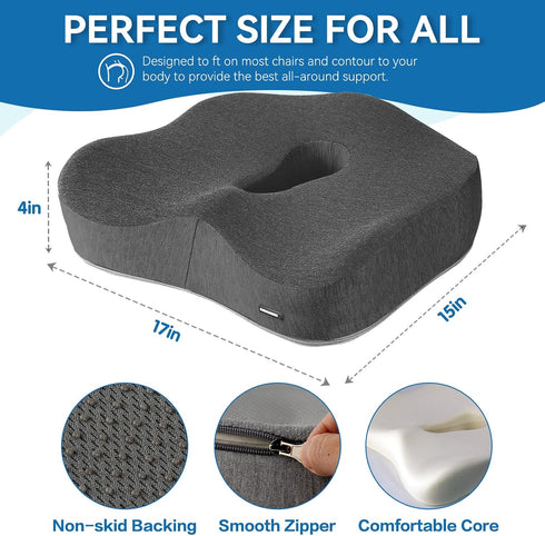 Generic Set Tailbone Seat Cushion & Lumbar Support Pillow for Office Chair, and Discomfort with Lumbar Support Pillow