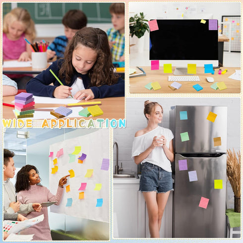 PerKoop 48 Pads, 4800 Sheets Mini Lined Sticky Notes, 1.5 x 2 Inch Bright Assorted Color Self Adhesive Memo Pads