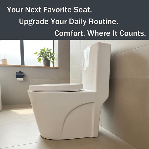 MinSha 16.5 MinS5005 Round/O-Shape Toilet Seat Replacement, Soft Close Quiet No Slam, PP Plastic Heavy-Duty Durable