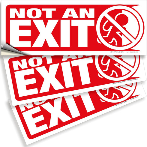 Not An Exit Signs Stickers, 3 Pack 10x4 Inch for Office & Workplace, Premium Self-Adhesive Vinyl, Indoor & Outdoor