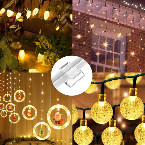 TidyHelper 100 PCS Outdoor Light Clips Clear (Small & Large), Adhesive Cable Clips for Wall Wire Holder Cable