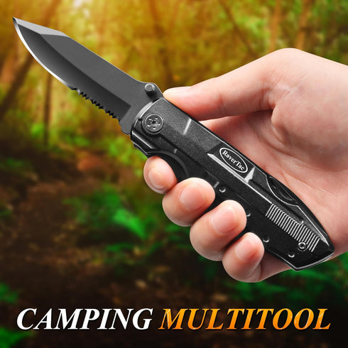 RoverTac Pocket Knife Tactical Folding Multi Tool Survival Camping Knife with Pliers, Can Opener, 9-Pack