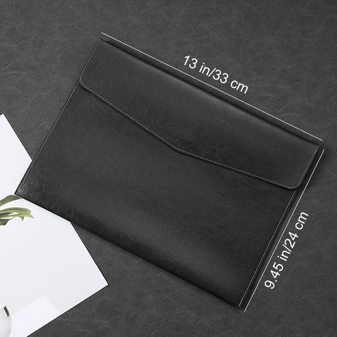 VANRA File Folder Organizer - 1 Piece PU Leather File Jackets - Document Holder for A4 Letter Size Paper - Black