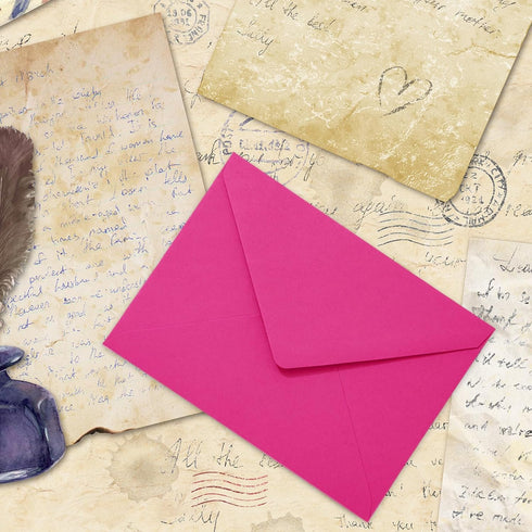 Whaline 50Pcs A7 Invitation Envelopes Set Hot Pink Greeting Card Envelopes for Mailing (7.2x5.2 Inch)