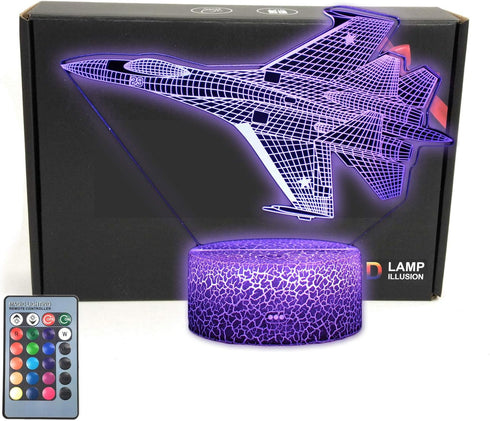 Deal Best F-22 Raptor Model Fighter Jet Plane 3D Illusion Lamp Airplane Bedroom Decor