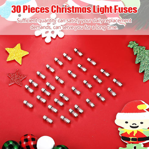 125 5 3.6 10 mm/ 0.14 0.39 Inch (30 Christmas Light Fuses Volt Amp Fast Blow Glass Kit for LED Outdoor String Lights, x