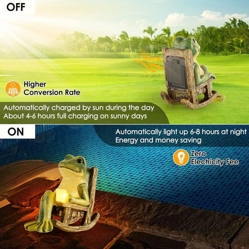 Miniature Frog Garden Statue, Halloween Decorations, Solar Garden Frog Decor for Patio, Yard, Lawn Ornament