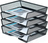 SETTFRFE 4-Tier Letter Tray Desk Organizer - Mesh Stackable File Trays for Desktop Paper Storage, Black