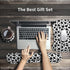 Wrist Rest Support Ergonomic Gel Mouse Pad & Memory Foam Keyboard Set, Non-Slip Rubber Base, Black and White Dot