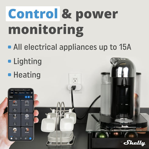 Shelly Plus Plug US, WiFi & Bluetooth Smart Plug with Power Measurement, Compatible with Alexa and Google
