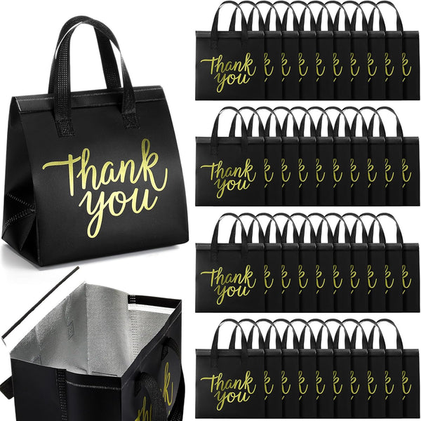 Aliceset 80 Pcs Thank You Insulated Bags for Food Delivery Bulk 9.