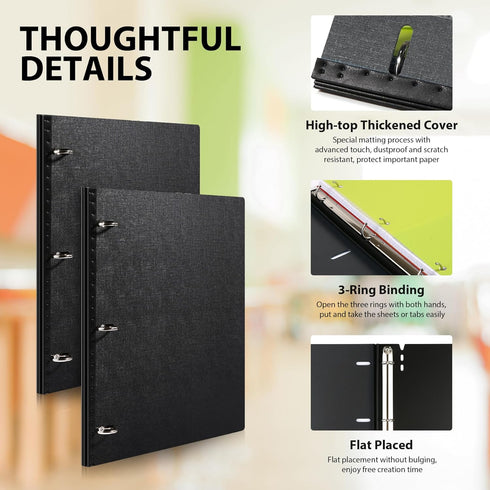 WOT I Telescoping 3 Ring Binder (0.75"), Expandable Flexible Binder for School, Office & Home Organization, Black