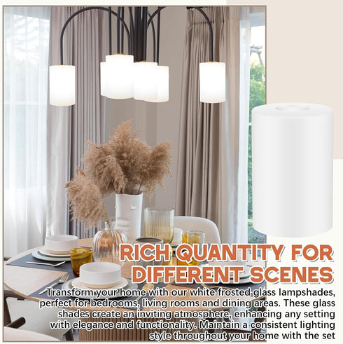 3 1-5/8 Inch E26 4"w 6"h, Teenyyou Pcs White Frosted Glass Shade Replacements for Pendant Light Fixtures Glass Lamp