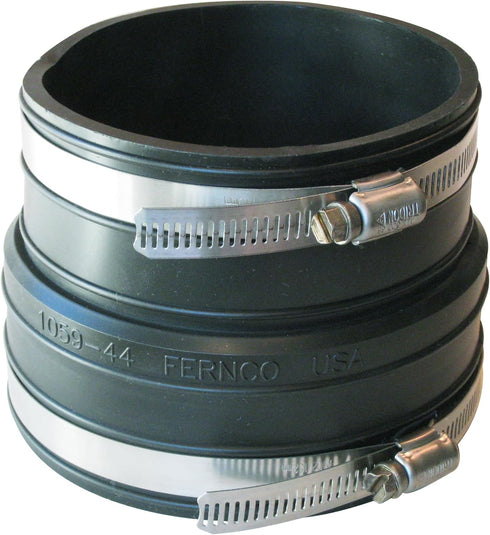 Fernco P1059-44 Flexible PVC Coupling For 4" Plastic Socket to Pipe Plumbing Connections by Fernco